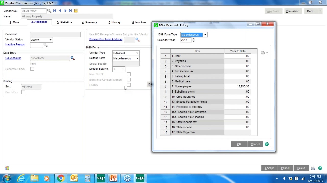 ERP: Sage 100/Sage 100c - Year End - Accounts Payable 1099s 2017 - YouTube