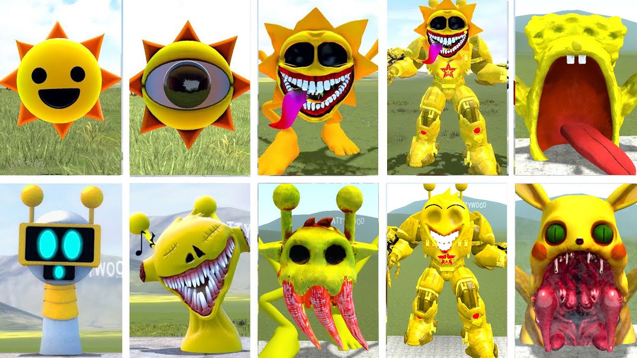 ALL NEW SPUNKI SIMON VS SPUNKI SUN ALL FORMS GIANT BATTLE | GARRY'S MOD