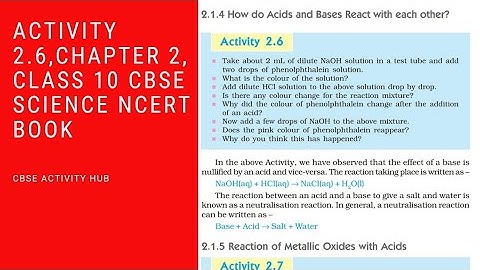 Activity 2.6, chapter 2, class 10  science NCERT book
