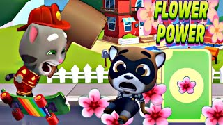 Talking Tom Gold Run FLOWER POWER event FIREMAN TOM Unlocked vs RACCOON BOSS FIGHT GAMEPLAY screenshot 3