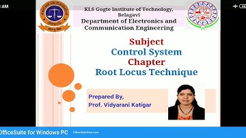 Prof. Vidyarani: Control Systems-Unit 4: Root Locus-Part 1
