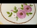 Beautiful Pink Floral Design Hand Embroidery | Elegant Pink Flower Pattern | Flowers Embroidery