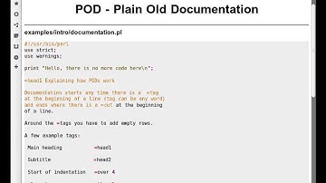 Beginner Perl Maven tutorial: 1.8 POD - Plain Old Documentation