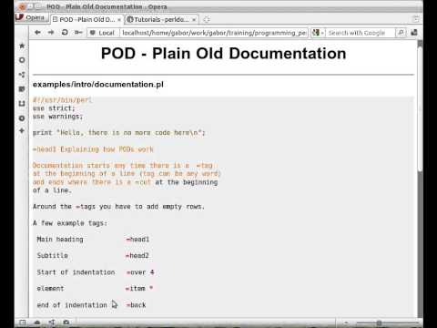 Beginner Perl Maven tutorial: 1.8 POD - Plain Old Documentation