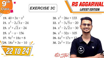 Rs Aggarwal Class 9 | Exercise 3C Q. 22-24 | Chapter 3 Factorisation of Polynomials | Md Sir Class 9