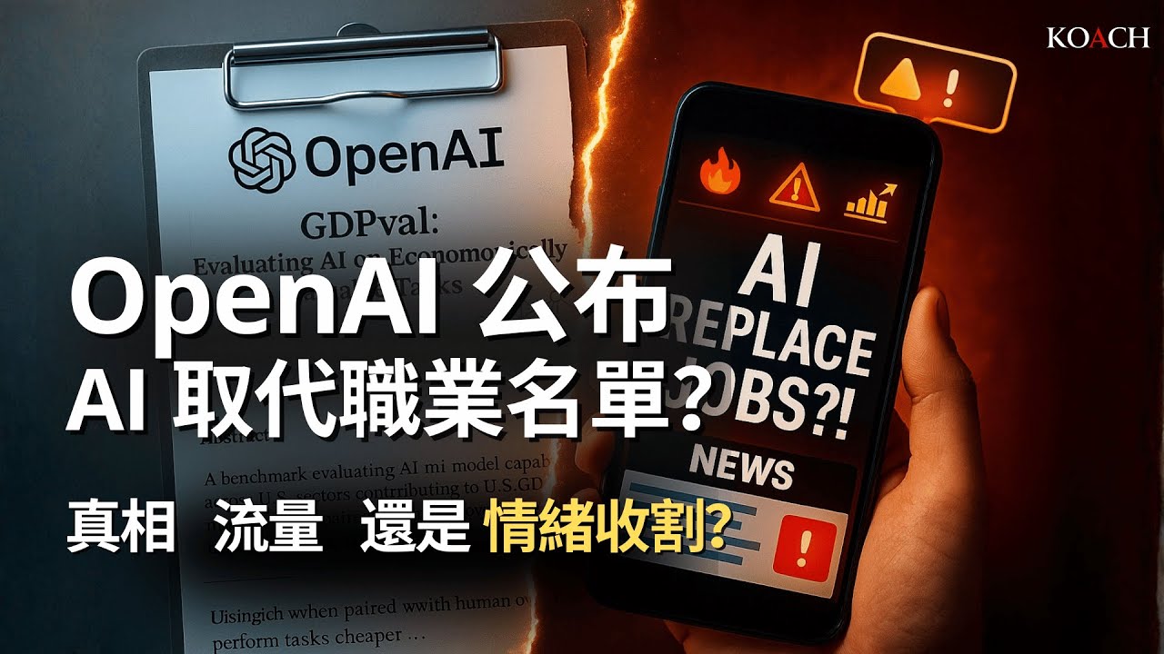 《OpenAI「44 個職場任務」研究成為流量密碼？當真相被演算法改寫》| Koach 教育無限 | 繁/簡中/英cc