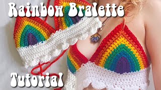 Rainbow and Clouds Crochet Bralette Tutorial 