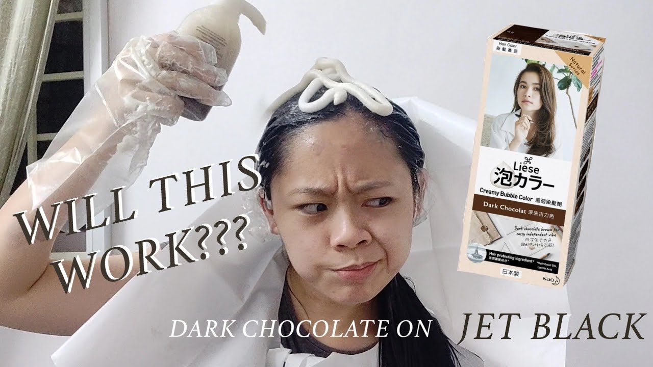 Liese Creamy Bubble Color Hair Dye (dark chocolat on jet black hair