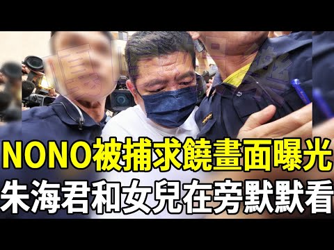 NONO家中被捕，雙手合十求饒畫面曝光，朱海君和女兒在旁默默看#nono #朱海君 #黄子佼 #嘎嘎娛樂