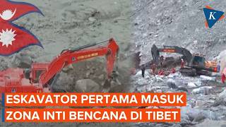Detik-detik Eskavator Tembus Zona Bencana Longsor Xizang, Operasi Penyelamatan Dipercepat