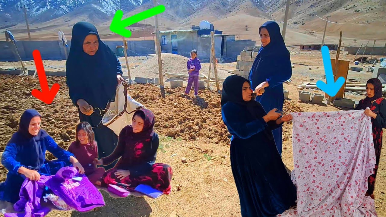 The Love Family: Help and Cooperation of Somayeh and Soraya and Cutting and Preparing the Curtain