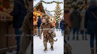 Monkey and his friendship 🥰 #monkey #christmas #gifts #animalstory #monkeyrescue #fantasystories