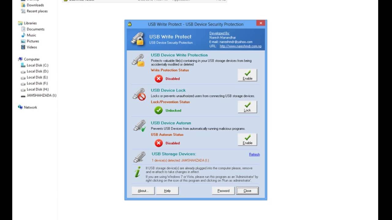 How_to_set_password On USB DRIVE OR Pen DRIVE (Usb write protected softwere)