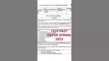 Aiou 1424 Past paper | BA | Bcom | English code 1424 Papers Aiou | Old papers code 1424