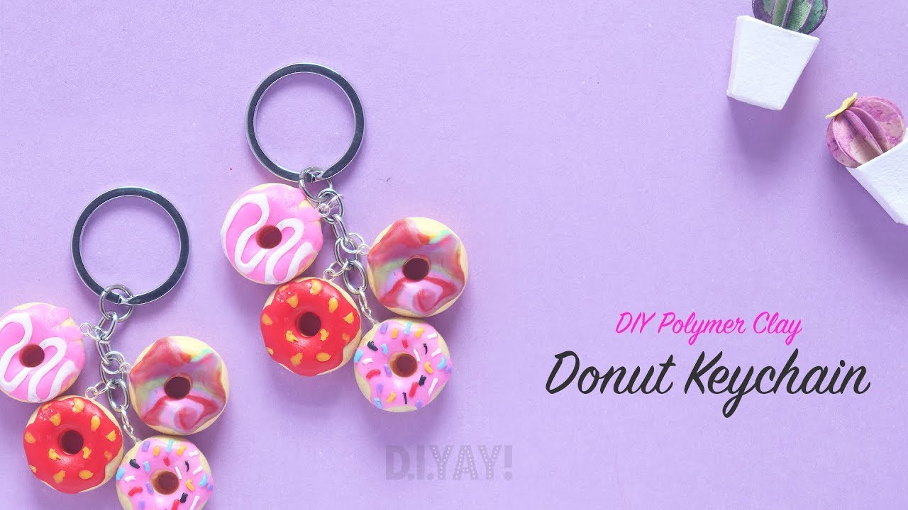 DIY Polymer Clay Donut Keychain | How to make Keychain | Clay Keychain -  YouTube