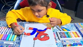 MEHER COLOURING SPIDERMAN #spiderman #spidermandrawing #kidsdrawing #drawing #kiddraws