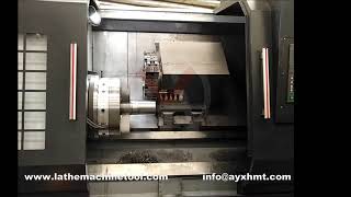slant bed pipe threading lathe turning outside threads, oil country lathe, big bore lathe