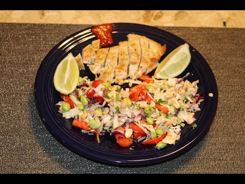 Home Chef - Thai Chicken Salad w/ Edamame-Cilantro Slaw & Peanuts - YouTube