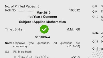 May 2019 HSBTE Diploma 1st Year Mathematics Question Paper