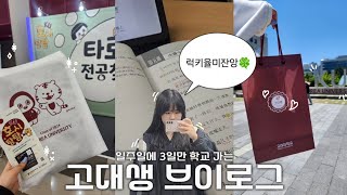 Vlog | 고대생 브이로그 | 일주일에 3일만 학교에 가다니🤭 완전 럭키율미잔앙🍀 | 전공 박람회 참여🐯 | 중문과 수업 공개📚 | 이캠 투어 및 고대빵🍞