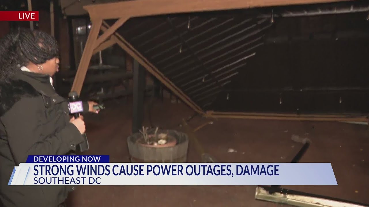 Strong winds cause power outages, damage - YouTube