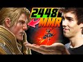 Facing 2448 mmr opponent  chinese human yumiko  long farseer firelord rush  wc3  grubby