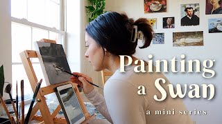 Painting a Peaceful Swan on a Still Lake ☁️ Mini Series, Originals, Paint With Me 🌟 Cozy Art Vlog