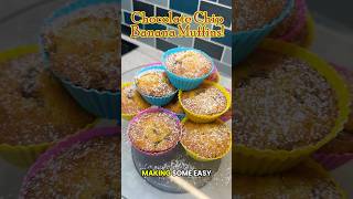The EASIEST Chocolate Chip Banana Muffins🧁💛#shorts #baking #tutorial #delicious #yummy #easyrecipe