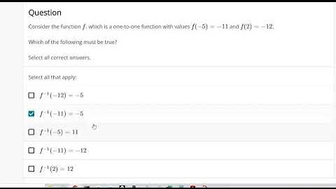 Verify inverse function ordered pairs