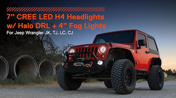 TRUE MODS Jeep JK JKU Wrangler CREE LED Headlights & Fog Lights with Halo DRL & Turn Signals