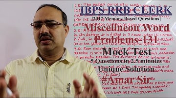Miscellaneous Questions-131 IBPS RRB CLERK PRE-2017 (Memory Based) Mock Test
