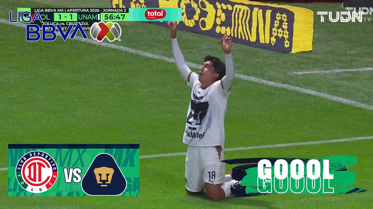 ¡Pumas lo empata con Arteaga! | Toluca vs Pumas | Liga MX - Jornada 2 Apertura 2026 | TUDN