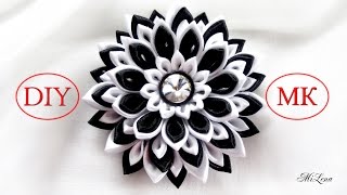 Многослойный цветок Канзаши / Вариант сборки, МК / DIY Layered Kanzashi Flower