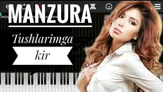 Manzura - Tushlarimga kir new version with karaoke remix piano lyric video tekst jennet qemli janim