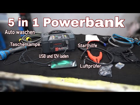 Multi-Powerbank Starthilfe, Luftprüfer, Licht, Wasserpumpe. Werkzeug von  Lokithor AW401 