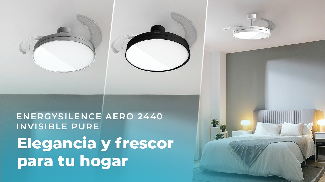 Ventilador de teto EnergySilence Aero 2440 Invisible Pure com 3 p&aacute;s retr&aacute;teis e motor DC de 30W