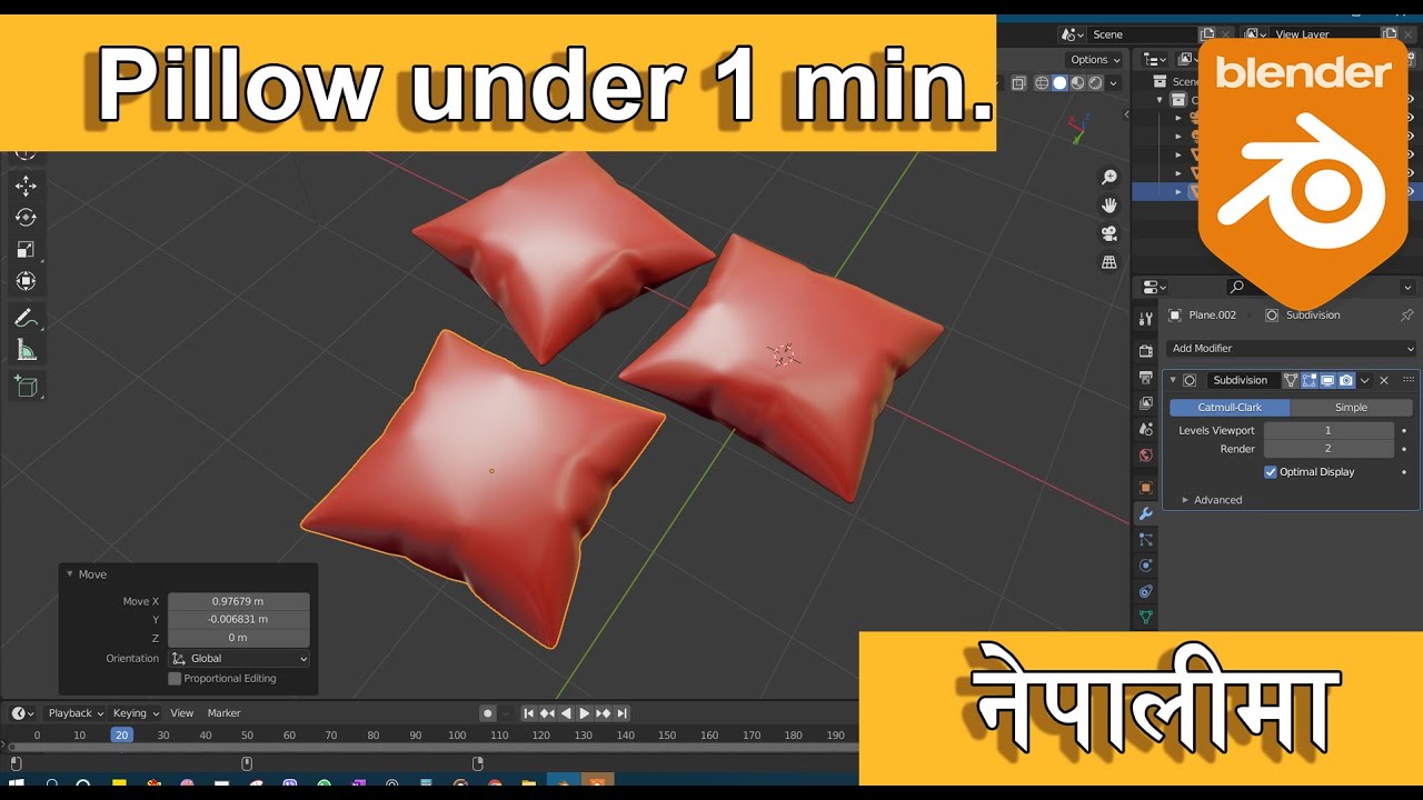 Make Pillows in Blender Under a Minute Blender Nepali Tutorial YouTube