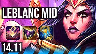 LEBLANC vs AHRI (MID) | 65% winrate, 16/4/16, 41k DMG, Godlike | KR Master | 14.11