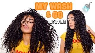 MY WASH AND GO ROUTINE! + Defined Curls | Natural Hair | jasmeannnn