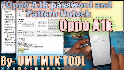 Oppo A1k password and Pattern Unlock By- UMT TOOL 1 Click