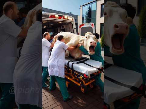 Pregnant cow rescued by doctors from city road #humanity #rescueanimals #cow #veternary #animals