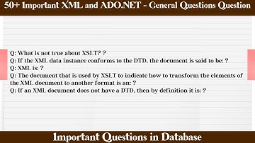 MCQ Questions XML and ADO.NET - General Questions with Answers