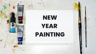 EASY New Year Painting 2023 with Watercolor / Happy New Year / easy painting for beginners
