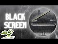 Midnight | Thunderstorm &amp; Piano Sleep Music with Black Screen