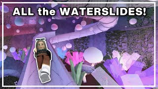 All the WATERSLIDES at my INDOOR WATERPARK RESORT *FACECAM* | BLOXBURG ROBLOX | ROBUILDS