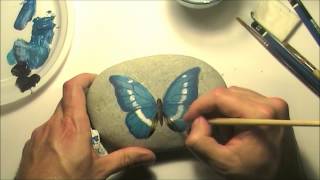 How to paint a butterfly on a sea rock | Time-lapse painting video tutorial