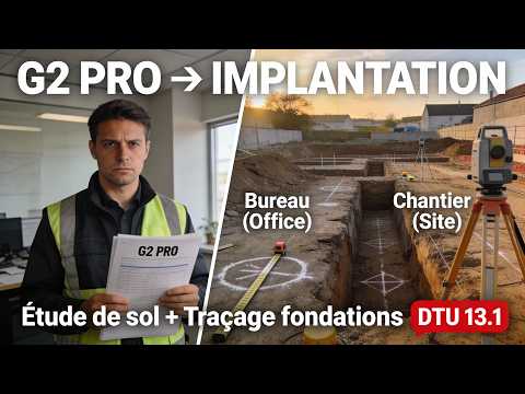 ÉTUDE G2 & IMPLANTATION : Du bureau au chantier (DTU 13.1 - 9 min)