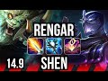 Rengar vs shen top  1511 68 winrate 6 solo kills legendary  br master  149