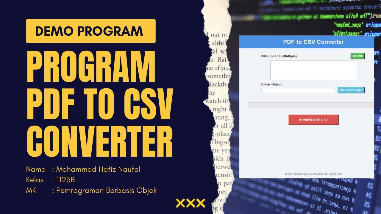 Konversi PDF ke CSV Secara Otomatis! | Demo Program PDF to CSV ...