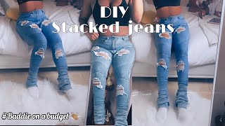 DIY :HOW TO MAKE STACKED JEANS : Beginner friendly!!!💕